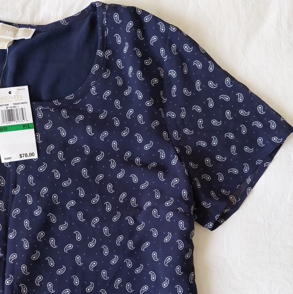 Michael Kors NWT short sleeve blouse size P/L - Picture 13 of 14